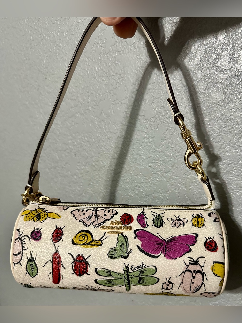 Coach Coated Canvas Nolita Barrel Bag With Creature Print CR831 Chalk Multi